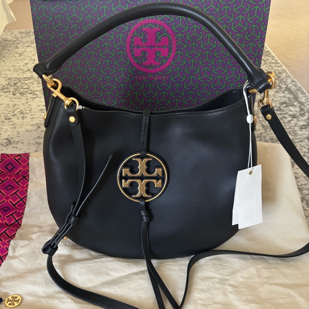 Tory Burch Black Hobo with Gold Details